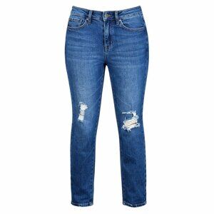 Royalty For Me High Rise Skinny Ankle Jeans Dark Wash Distressed Size 10